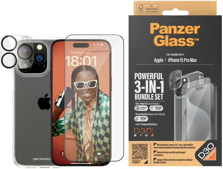 Actual product image PanzerGlass 3-in-1 pack (1 Piece, Apple iPhone 15 Pro Max)