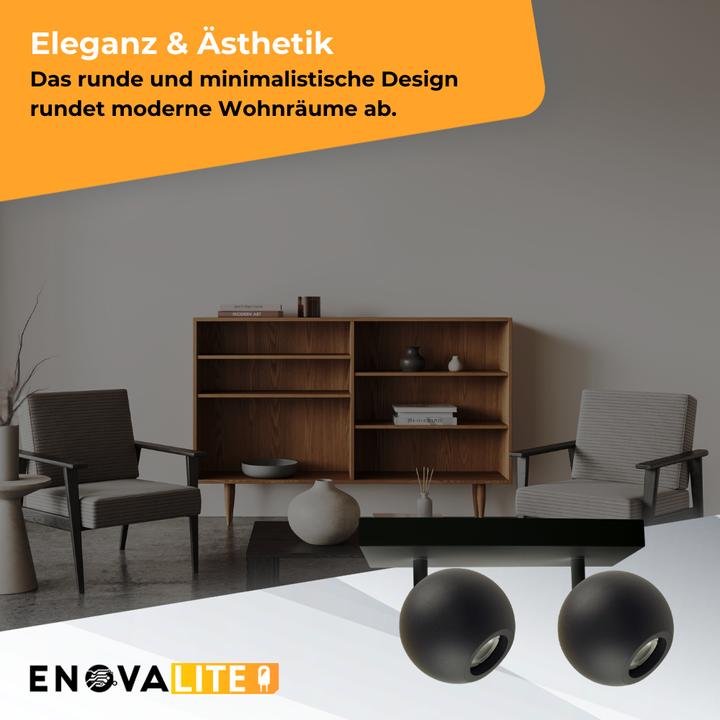 Actual product image Enovalite Deckenleuchte GLOBE, GU10-Fassung, IP20, Ø10cm, 2 flammig, schwarz (GU10)