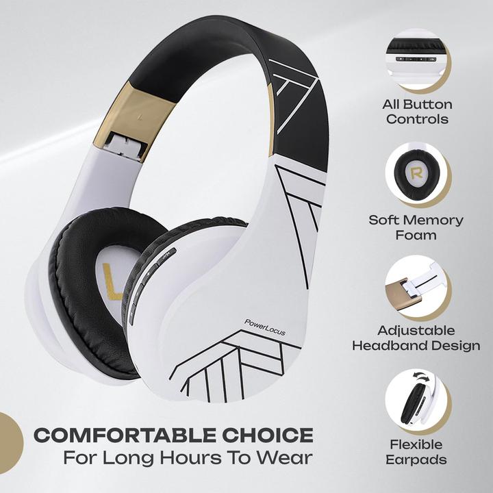 Immagine prodotto PowerLocus Cuffie wireless P2 (nero-bianco) (ANC, 20 h, Cablato, Senza fili)