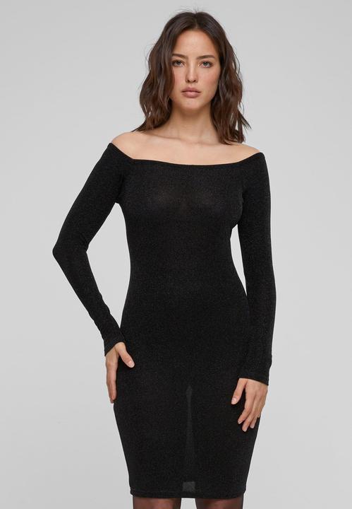 Actual product image Urban Classics Ladies Off Shoulder Longsleeve Glitter Dress - 126795 (XS)