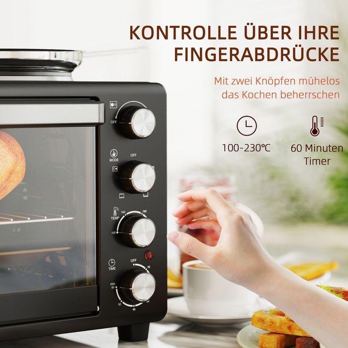 Image du produit Swisshandel24 Minibackofen 28 L 2600W Mini Backofen 100-230℃ 60 Min. Timer Schwarz
