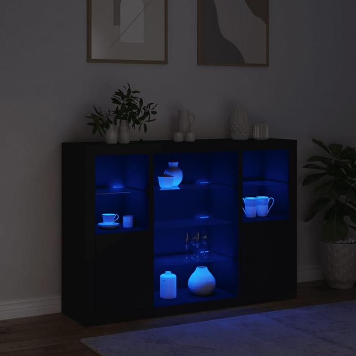 Actual product image VidaXL Sideboards with LED lights 3 pcs. black (142.5 x 37 x 100 cm)