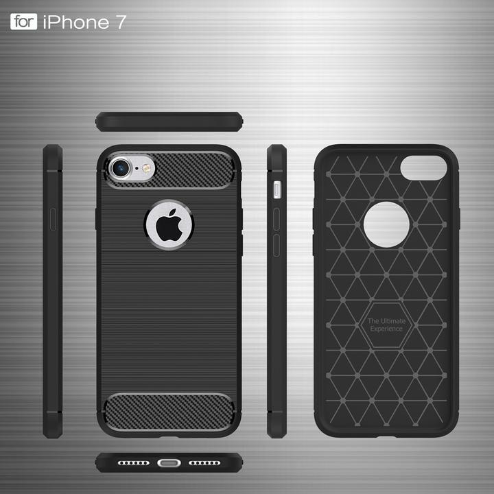 Image du produit Cover-Discount Étui en caoutchouc de silicone Aspect métal-carbone (Apple iPhone 8, Apple iPhone SE, Apple iPhone 7)