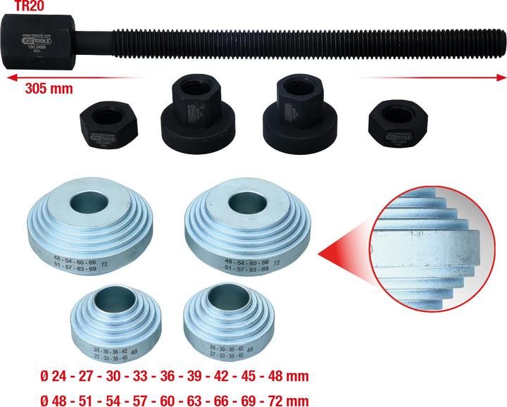 Produktbild KS Tools Universal-Radlagerwerkzeug-Satz, 9-teilig
