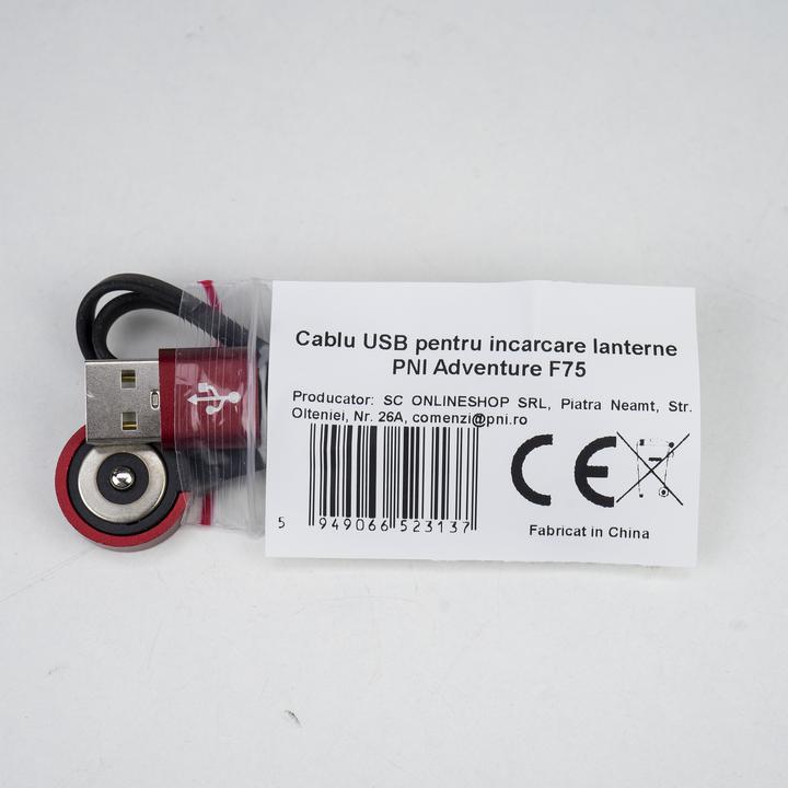 Actual product image PNI USB cable for charging Adventure F75 torches, with magnetic contact, length 50 cm (50 cm)