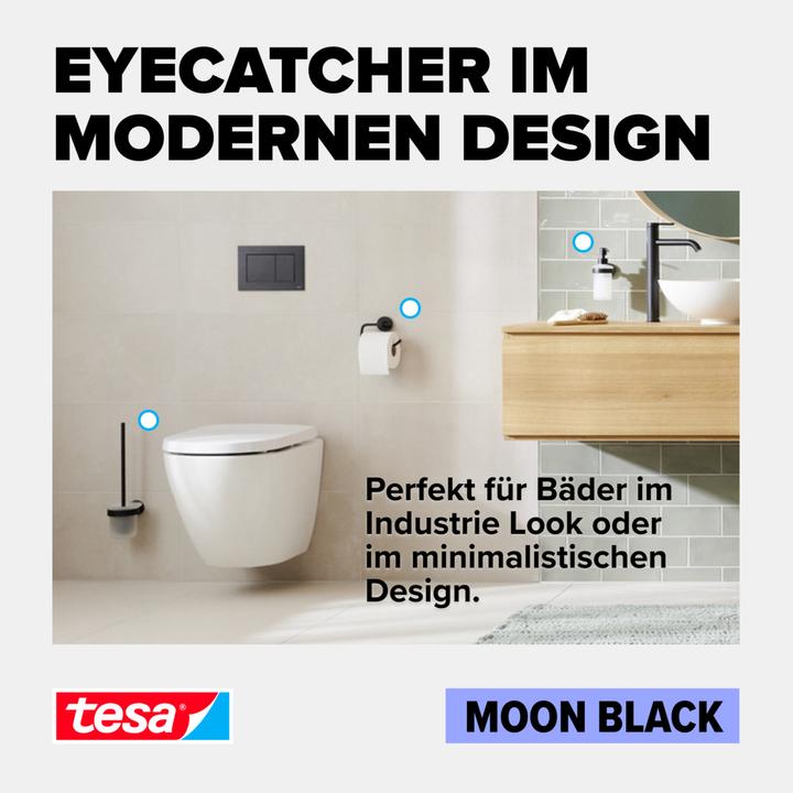 Image du produit tesa Porte-serviettes MOON BLACK à deux bras avec solution adhésive sans perçage
