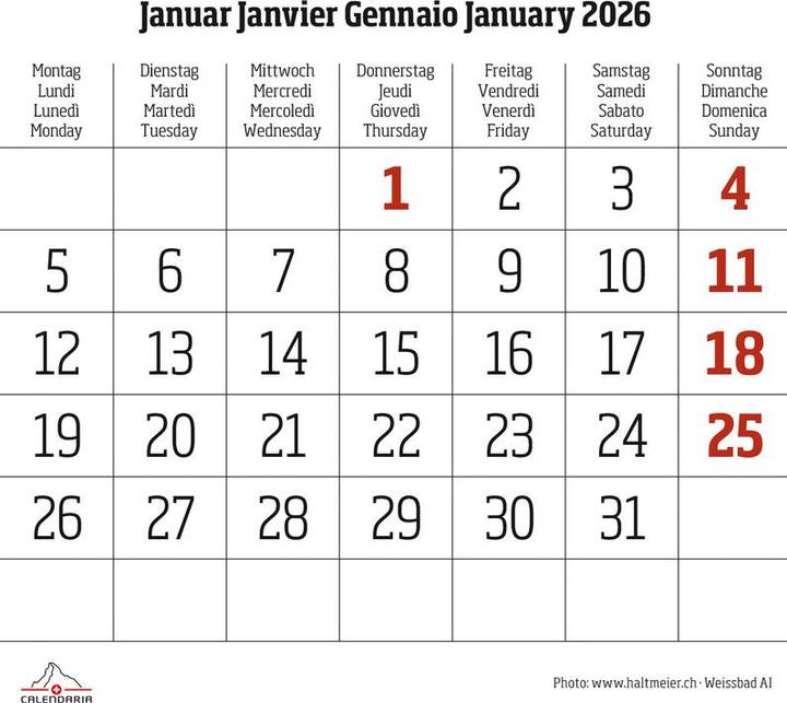 Actual product image Mini-Swiss 2026 (Hardcover, French, English, German, Italian)