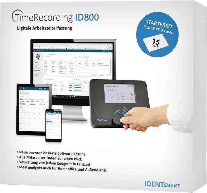 Produktbild IDENTsmart ID800 Basic Starterkit + 15 Karten Zeiterfassung Starter-Kit
