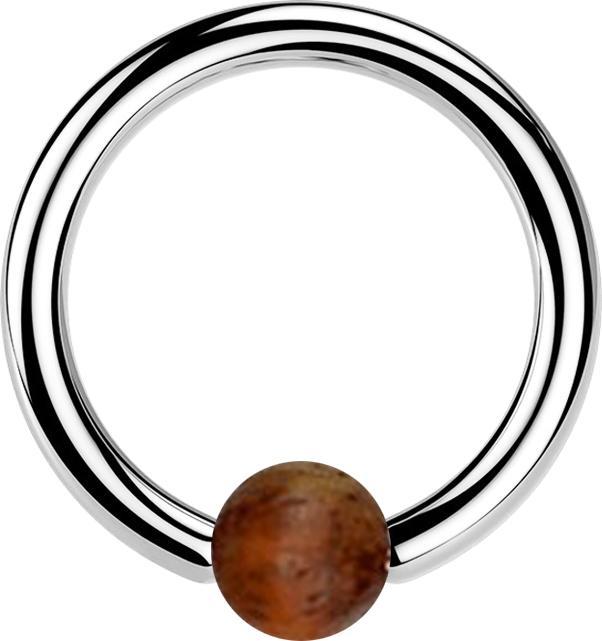 Immagine prodotto Star Piercing Anello con chiusura a micropallina in argento con pallina in legno di tamarindo scuro (Legno di tamarindo scuro)