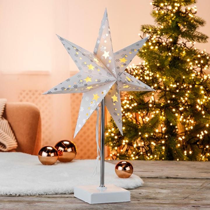 Produktbild Inda-Exclusiv Papierstern mit LED Weihnachtstern Dekostern Tischlampe H47cm Batterie