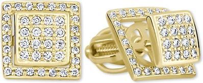 Brilio Gold square earrings with clear crystals 2in1 239 001 00861 00