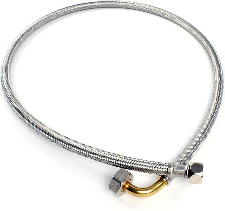 Immagine prodotto XPOtool Tubo flessibile da 800 mm DN8 3/8" UN con gomito (14,95 mm) e 1/2" UN (18,64 mm) Tubo corazzato