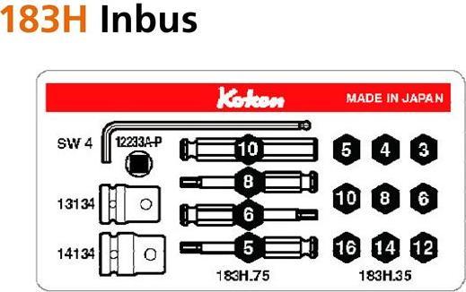 Produktbild Koken Satz Innensechskant mit 7/16"-Antrieb für Schrauben 3-16 mm + 3 Adapter (3-16 mm)