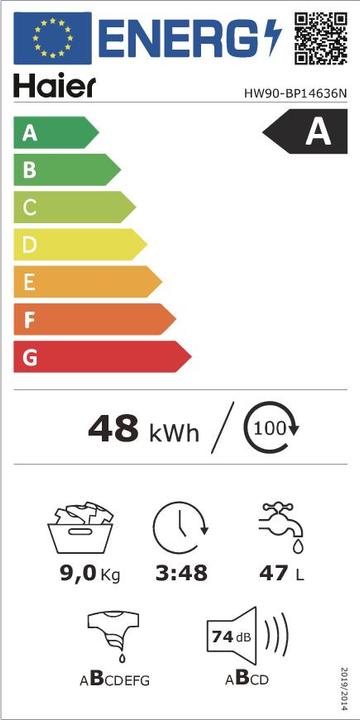 Energie-Label Haier HW90-BP14636N (9 kg, Links)
