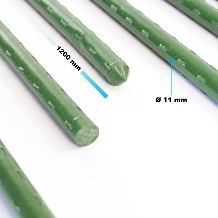 Image du produit Wiltec Toboli 10x tuteur vert 120cm Ø11mm tuteur métal plastique tuteur tomate (120 cm)