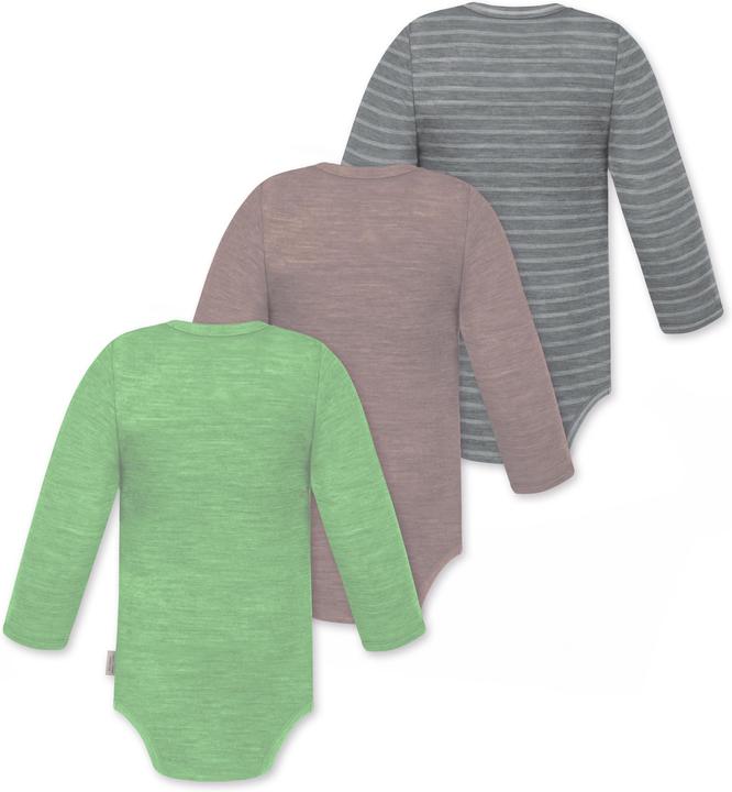 Actual product image Normani 3-pack baby merino long-sleeved body "Tuai" - 9403 (86)