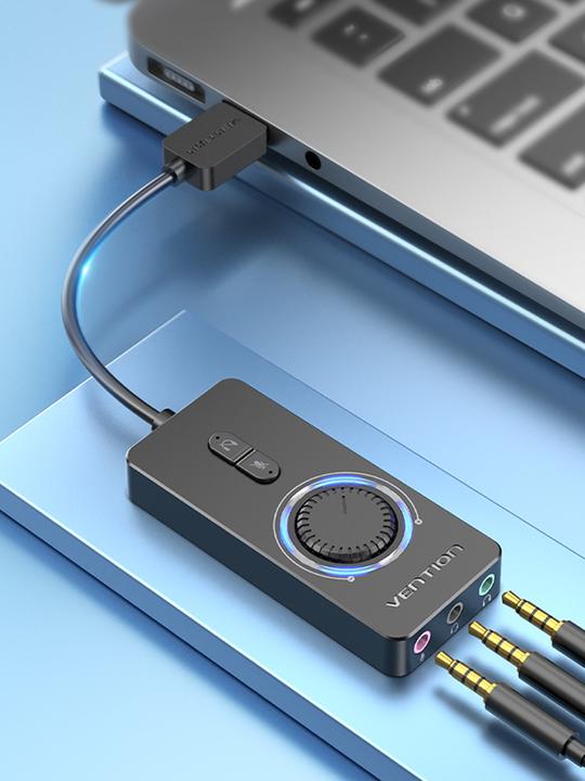 Actual product image Vention USB 2.0 External Stereo Sound Adapter with Volume Control 0.15M Black ABS Type (USB)