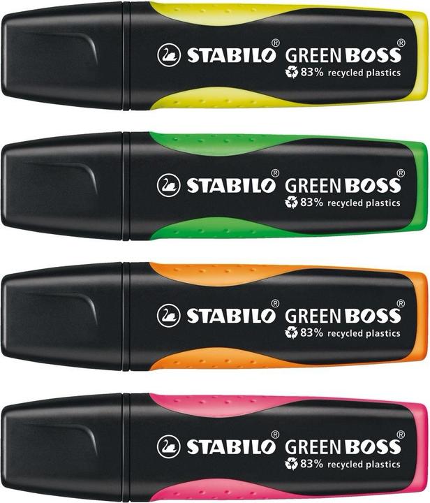 Produktbild STABILO GREEN BOSS Textmarker (Orange, Gelb, Grün, Pink, 5 mm, 4 x)