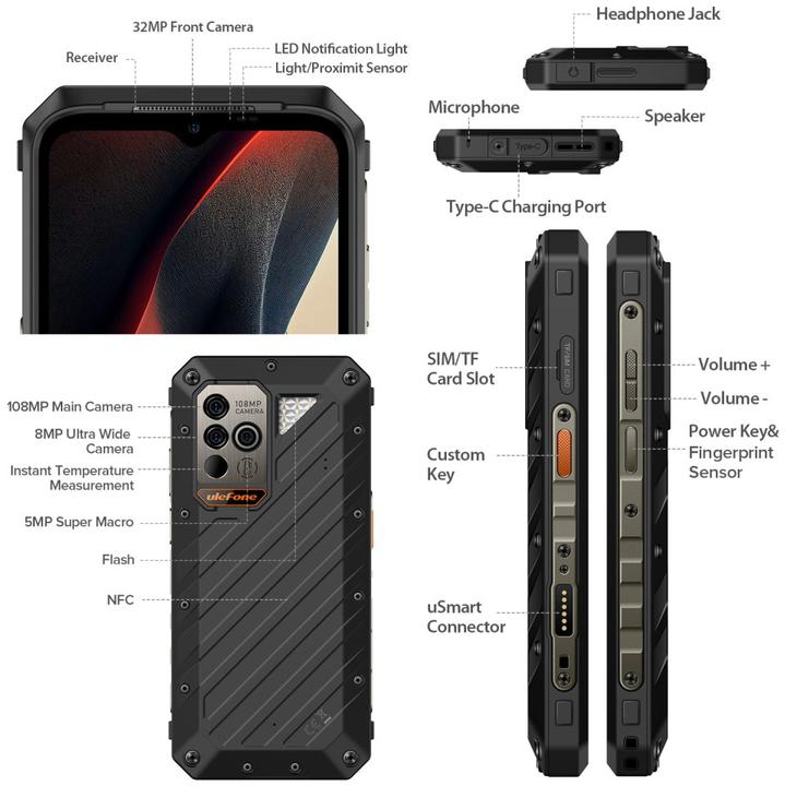 Actual product image Ulefone Power Armor 18 Ultra (512 GB, Black, 6.58", Dual SIM, 108 Mpx, 5G)
