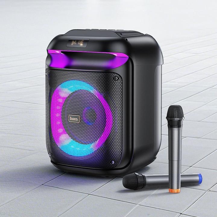 Actual product image Hoco Bluetooth speakers speaker bluetooth + 2 x wireless microphones HA13 black