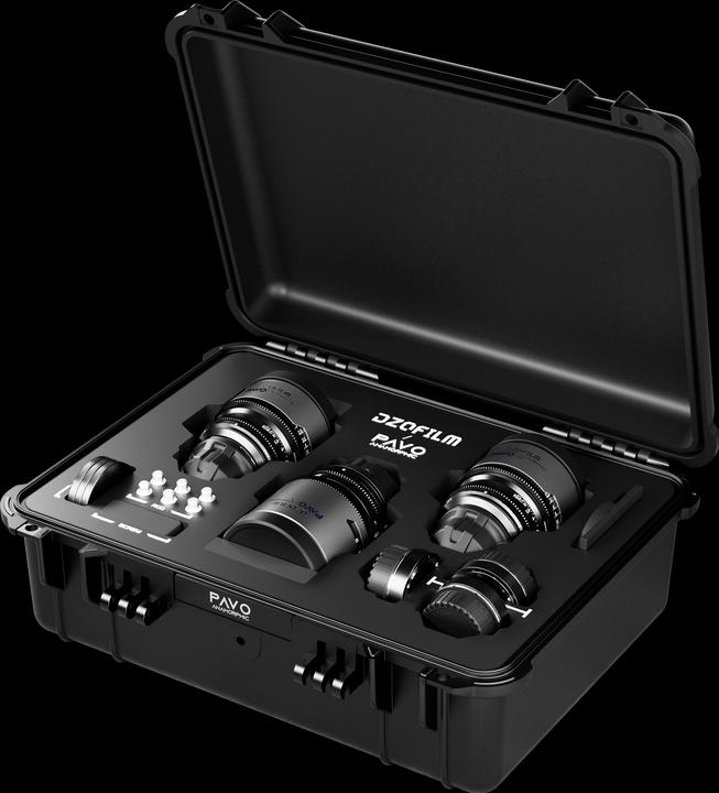Image du produit Dzofilm Pavo Kit de 3 objectifs anamorphiques 2x (32/55/100mm T2.1/T2.4) pour monture PL/EF (S35) impériale (PL, Monture C)