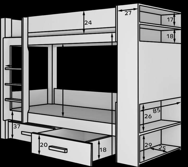 Produktbild ADRK Furniture Etagenbett doppelt GARET 180x80 (180 x 80 cm)