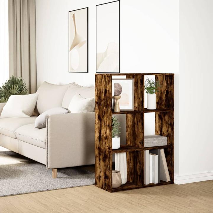 Immagine prodotto VidaXL Divisorio per ambienti Libreria Scaffale in piedi Scaffale per ufficio Scaffale a cubo Rovere fumé (69,5 x 29 x 103,5 cm)