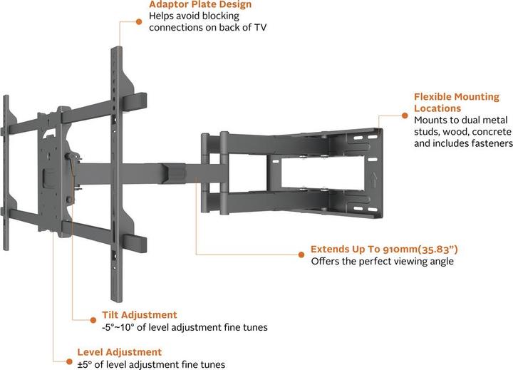 Actual product image Multibrackets Wall bracket 42"-90", black, metal, max 60 kg