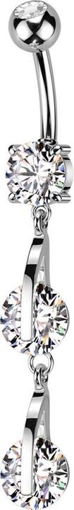 Produktbild Star Piercing Banane silber mit zwei Kugeln Kristall silber Anhänger Kette zwei Kristalle (Messing, Chirurgenstahl 316L)