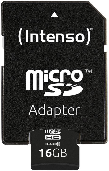 Actual product image Intenso microSDHC memory card incl. SD adapter (16 GB, microSDHC, U1)
