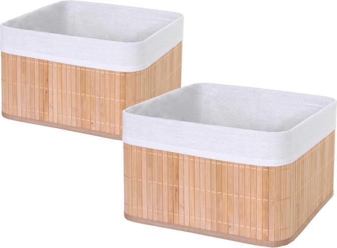 Image du produit Swisshandel24 2x Panier de rangement, Panier de rangement Boîte de tri Panier d'étagère, Bambou - Couleur