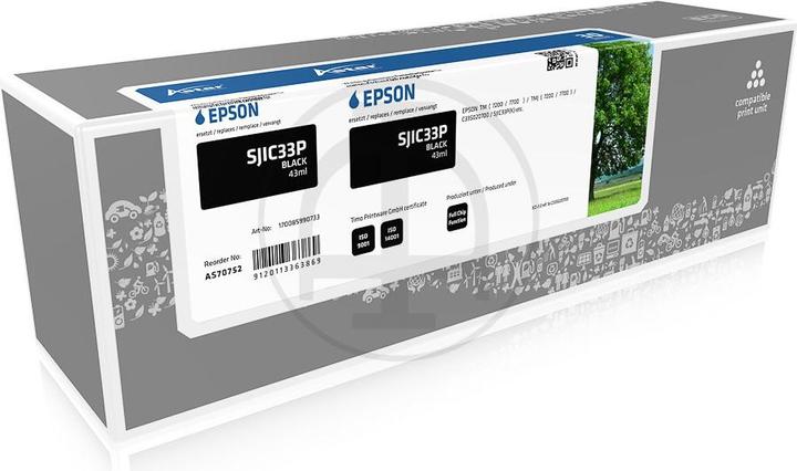 Actual product image Astar AS70752 EPSON SJIC33P(K) TM ink black rebuilt chip