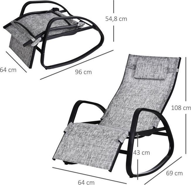 Produktbild Outsunny Schaukelliege Gartenliege mit verstellbarer Rückenlehne und Kopfkissen (94 cm)