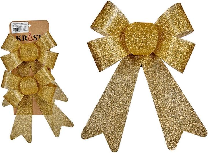 Produktbild Krist+ Weihnachtsdekoration Set Schleife Gold PVC 16 x 3 x 18 cm (24 Stück)
