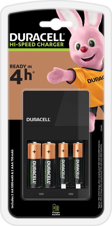 Produktbild Duracell Hi-Speed Value Charger inkl. 2x AA und 2x AAA (4 Stk., AA, AAA, 1300 mAh, Ladegerät inkl. Akku)