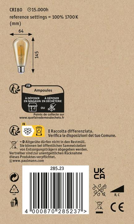 Produktbild Paulmann 1879 Filament Kolben ST64 (E27, 6 W, 500 lm, 1 x)