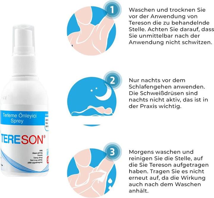 Produktbild Tereson Antitranspirant Spray 50 ml, stark gegen Schwitzen an Achseln und Händen (Spray, Crème, 50 ml)