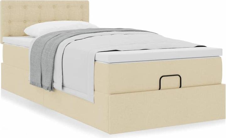 Actual product image VidaXL Ottoman bed with mattress cream 140x200 cm fabric bed frame (140 x 200)