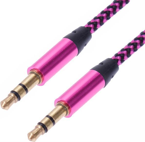 Produktbild JTI 1 m gewebtes 3,5-mm-Aux-Kabel - Rosa (1 m)