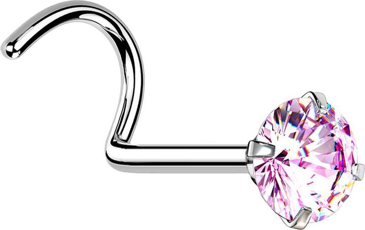 Immagine prodotto Star Piercing Borchia da naso curva in argento con cristallo rosa incastonato (senza ottone)
