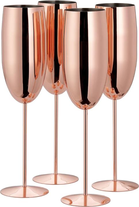 Produktbild Oak & Steel Edelstahl Sektgläser Rosegold 4er-Set (28.50 cl, 4 Gläser, Sektgläser)