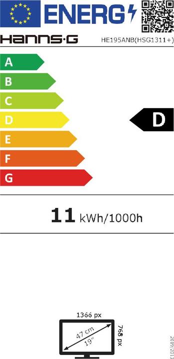 Energy Label Hannspree HE 195 ANB (1366 x 768 pixels, 18.50")