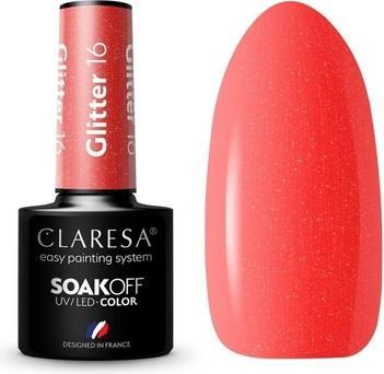 Produktbild Claresa Glitter UV Nagellack 5ml - Packung mit 16 Stück (Rot, UV-Gel Lack)