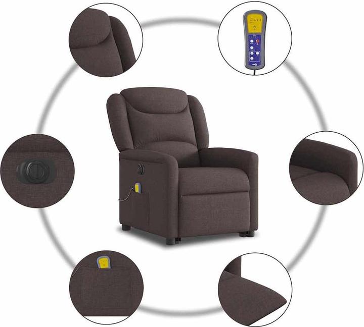 Immagine prodotto VidaXL Poltrona massaggiante elettrica con ausilio per la risalita in tessuto marrone scuro