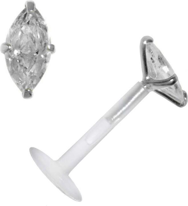 Bijouteria Piercing für Lippe/Tragus (Bioplast, Silber 925, Zirkonia)
