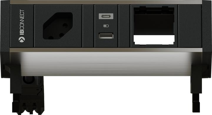 IB Connect Unité de prise SUPRA anodisée 1x type 13 1x USB-A/C 1x vide (1 x, Type 13, USB, 0.30 m)