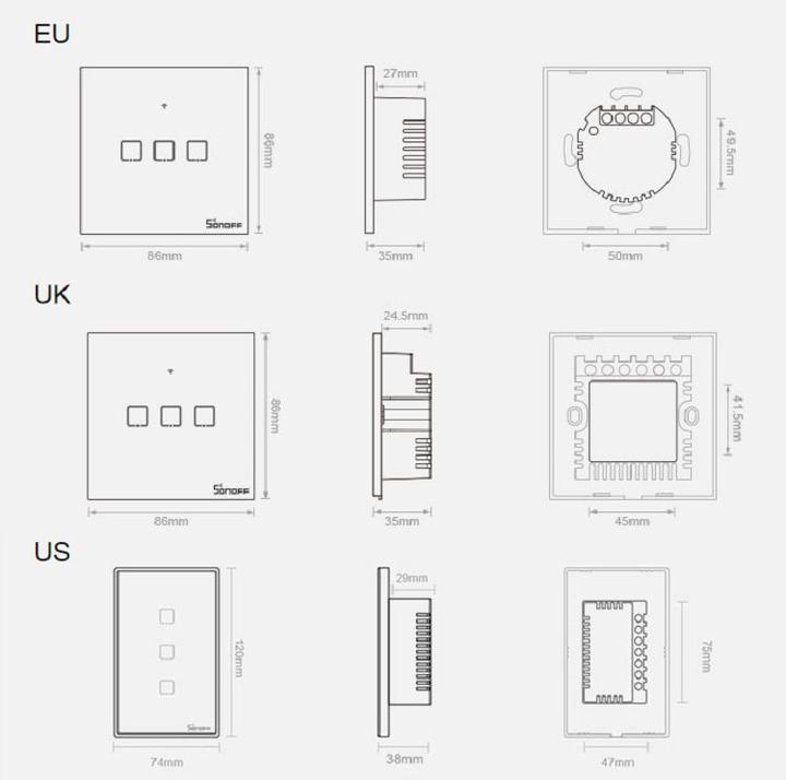 Actual product image Sonoff Wall switch