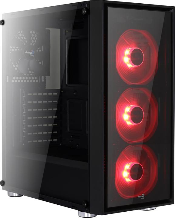 Produktbild AeroCool Quartz Red Midi-Tower - schwarz Window (ATX, mATX, Mini-ITX)