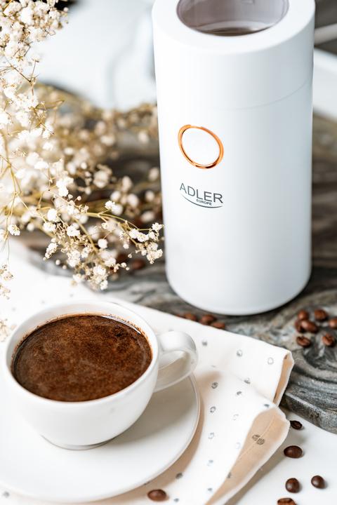 Actual product image Adler Coffee grinder AD4446wg 150 W, Coffee beans capacity 75 g, Lid safety switch, Baltas (EU plug)