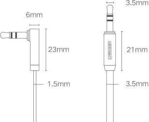 Image du produit Ugreen Casque d'écoute audio AUX à ruban plat coudé (3 m, Jack 3,5 mm (AUX))